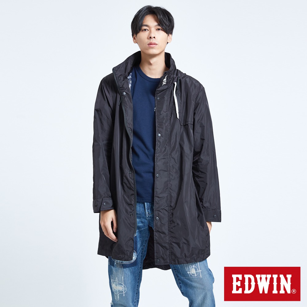 EDWIN EFS防潑水長版外套(黑色)-男款