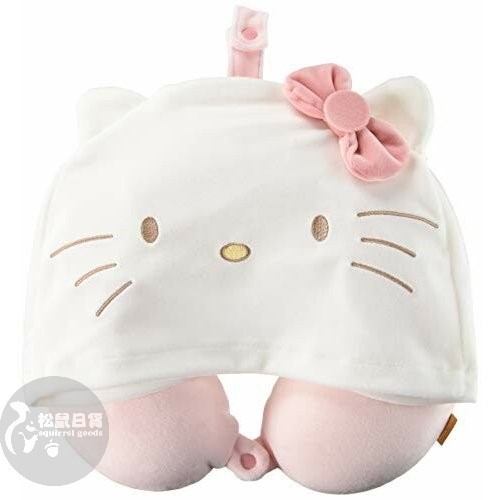 ♡松鼠日貨♡日本 正版 kitty 造型 連帽  頸枕 U型頸枕