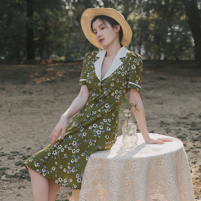 甜小甜 港風連衣裙90美式古著vintage裙港味80年代復古女裝法式小眾碎花 蝦皮購物