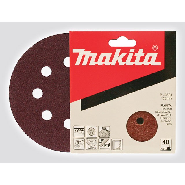 【欣瑋】Makita 牧田 8孔 圓形砂紙 125mm 10入  木工用 MT922 BO5031 砂紙 圓盤砂紙