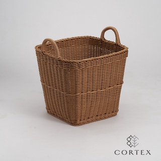 CORTEX 編織籃 仿籐籃 洗衣籃 方型W38 卡其色