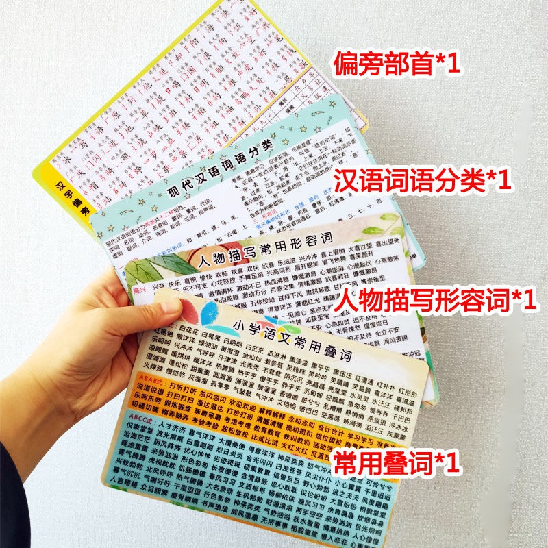 小學常用疊詞重疊詞abb bb人物描寫形容詞一二三四年語文卡片 蝦皮購物