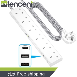 LENCENT 9 合 1 延長線,帶 USB C 埠、3250W 13A、6 插座電源板,帶 1 個 USB-C 和