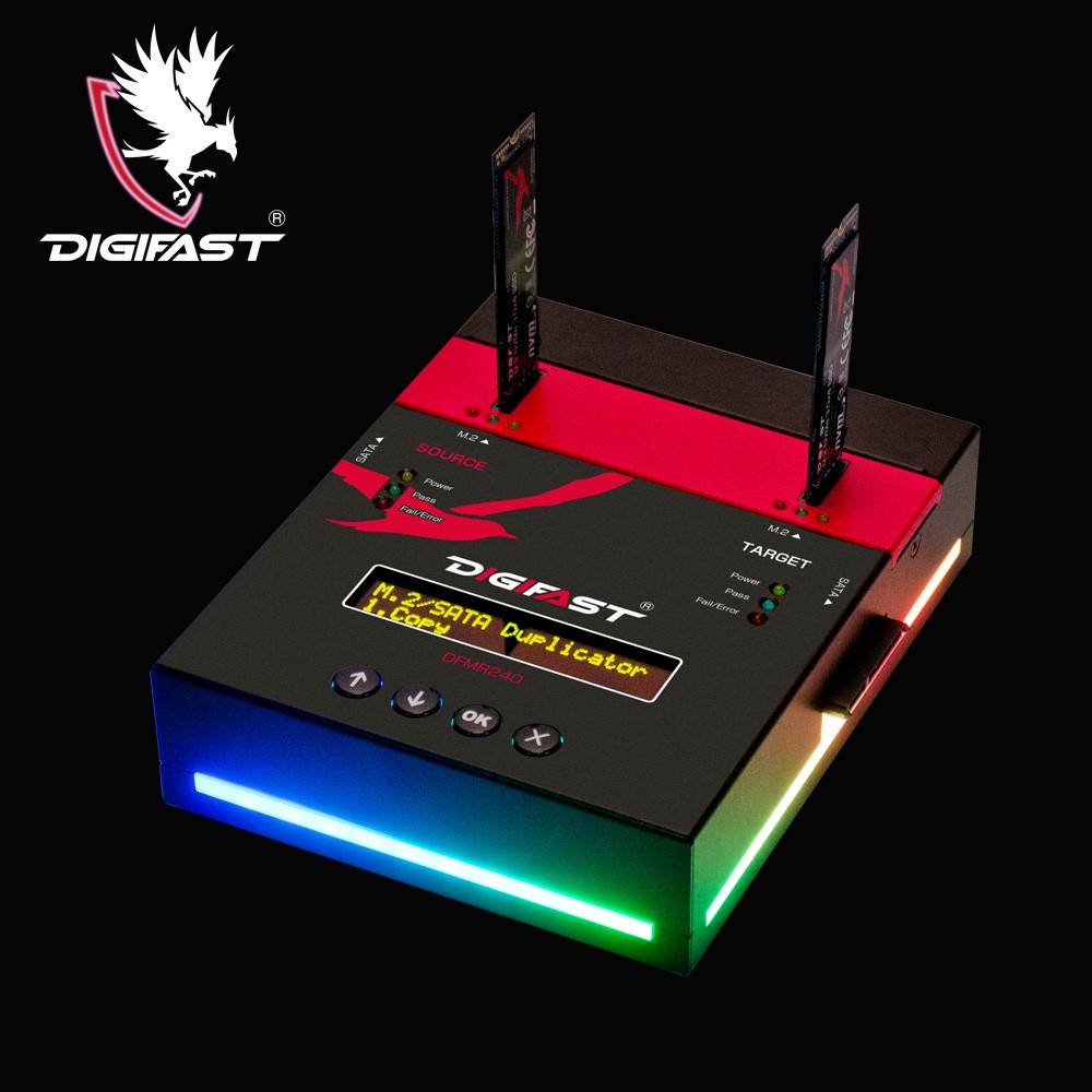 DIGIFAST DFMR240 M.2 NVMe SATA RGB SSD Cloner - PCIe自動偵測拷貝機