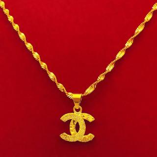 🔥飾女生🔥送戒指越南沙金項鏈 女 久不褪色 假黃金 雙C 鍍金頸項鏈 首飾3D 飾品首飾 情人節禮物