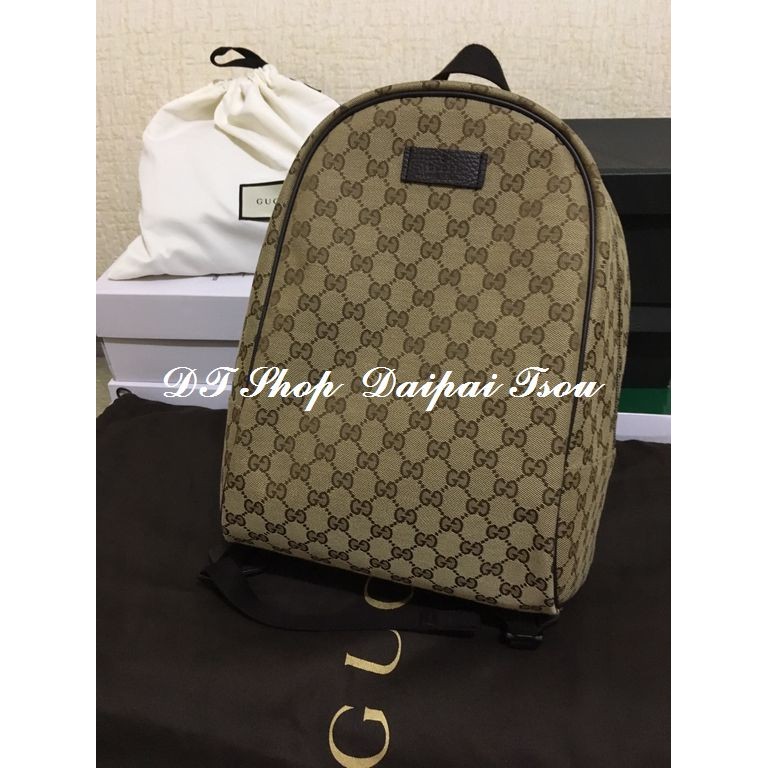 GUCCI 後背包 不織布 滿版 LOGO 咖啡__鄒大牌DT SHOP寄賣