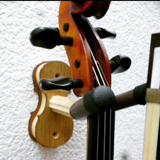 【筌曜樂器】 小提琴 實木壁掛架 提琴造型( 原木色附掛弓設計) 小提琴架 提琴架 琴架 牆壁掛架 牆壁式 吊架