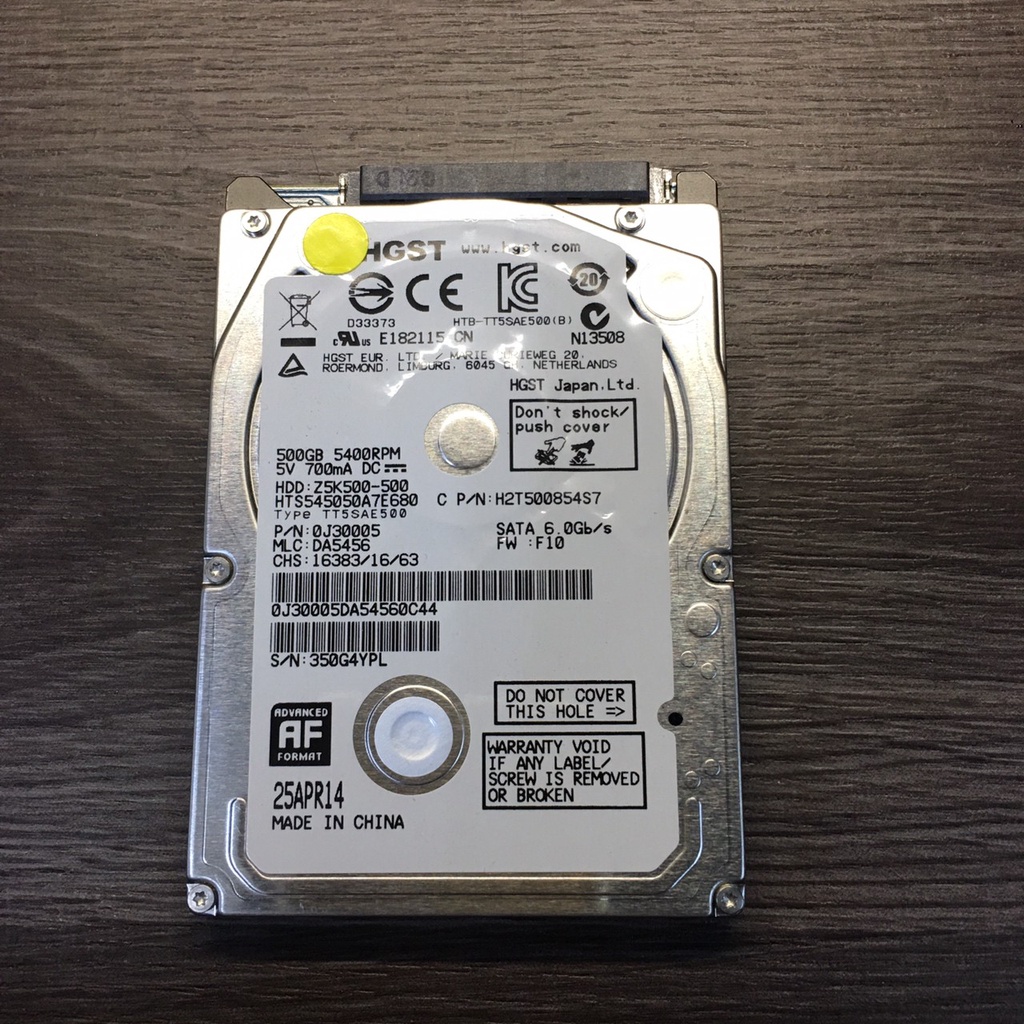 HGST 日立 500G HTS545050A7E680 5400轉 2.5吋硬碟 二手良品 門市保固30天(H155)