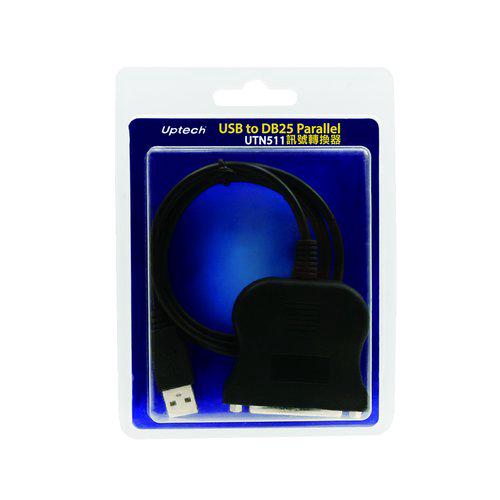 Uptech UTN511 USB A公 to DB25 Parallel 訊號轉換器 印表機 傳輸線 綠風潮