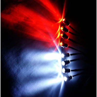 ◣瘋玩具◥車燈 8燈款 5mmLED(4白光+4紅光)附金屬燈杯 模型遙控車大燈/尾燈 電車/油車/引擎車