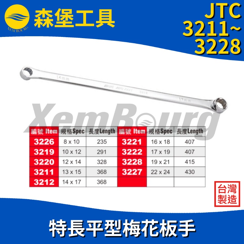 【森堡工具】JTC-3211~3228 特長平型梅花板手