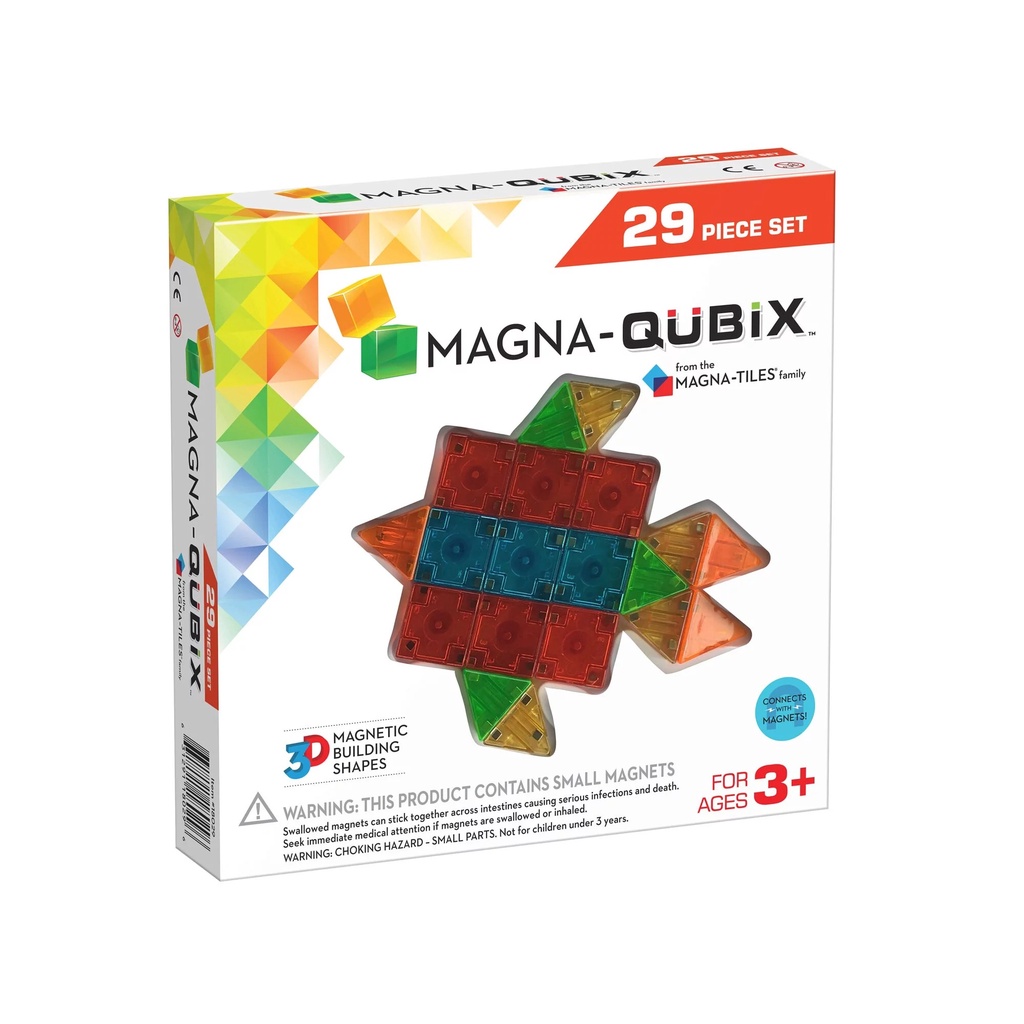 美國Magna-Qubix - 彩色透光磁力片【29片】STEM認證 磁力積木  磁力片 兒童積木