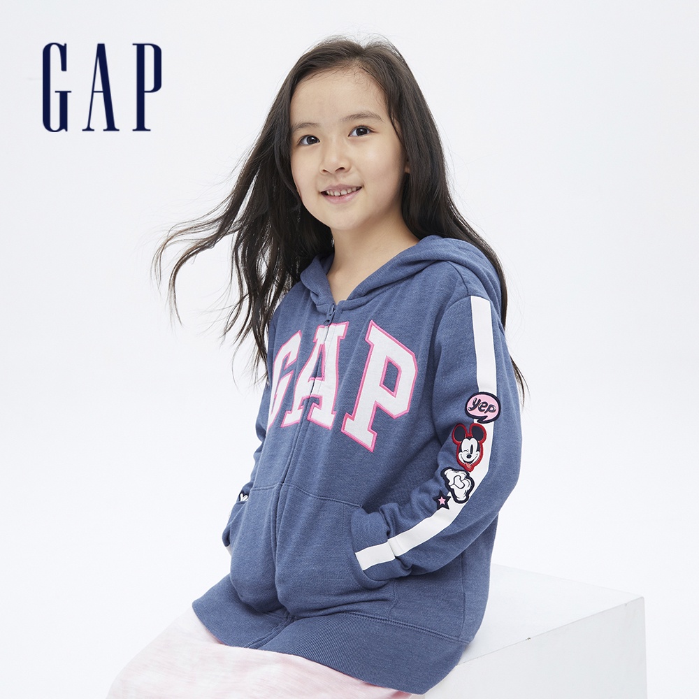 Gap 女童裝 Gap x Disney迪士尼聯名 Logo連帽外套-淺藍色(552229)