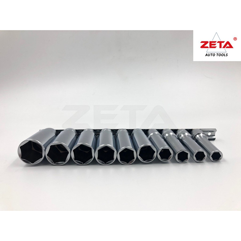 免運費【ZETA 汽車工具】 JTC-H410M 1/2" x 10PCS 長型套筒組 / 4分 6角 長套筒