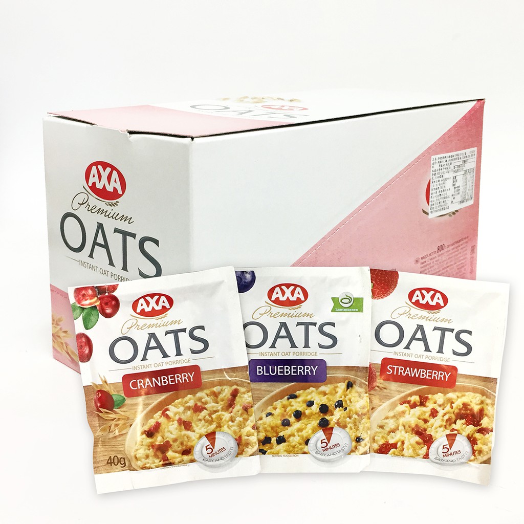 AXA OATS即食燕麥超值組-草莓/蔓越莓/藍莓 1盒20包