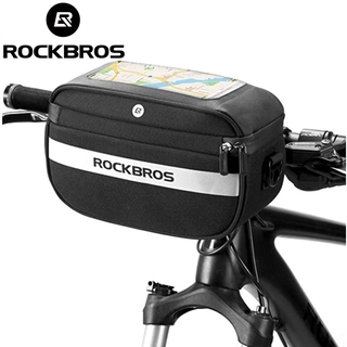 Rockbros 自行車車把包前自行車籃包自行車收納包反光條紋觸摸屏手機支架袋適用於公路山地自行車帶肩帶
