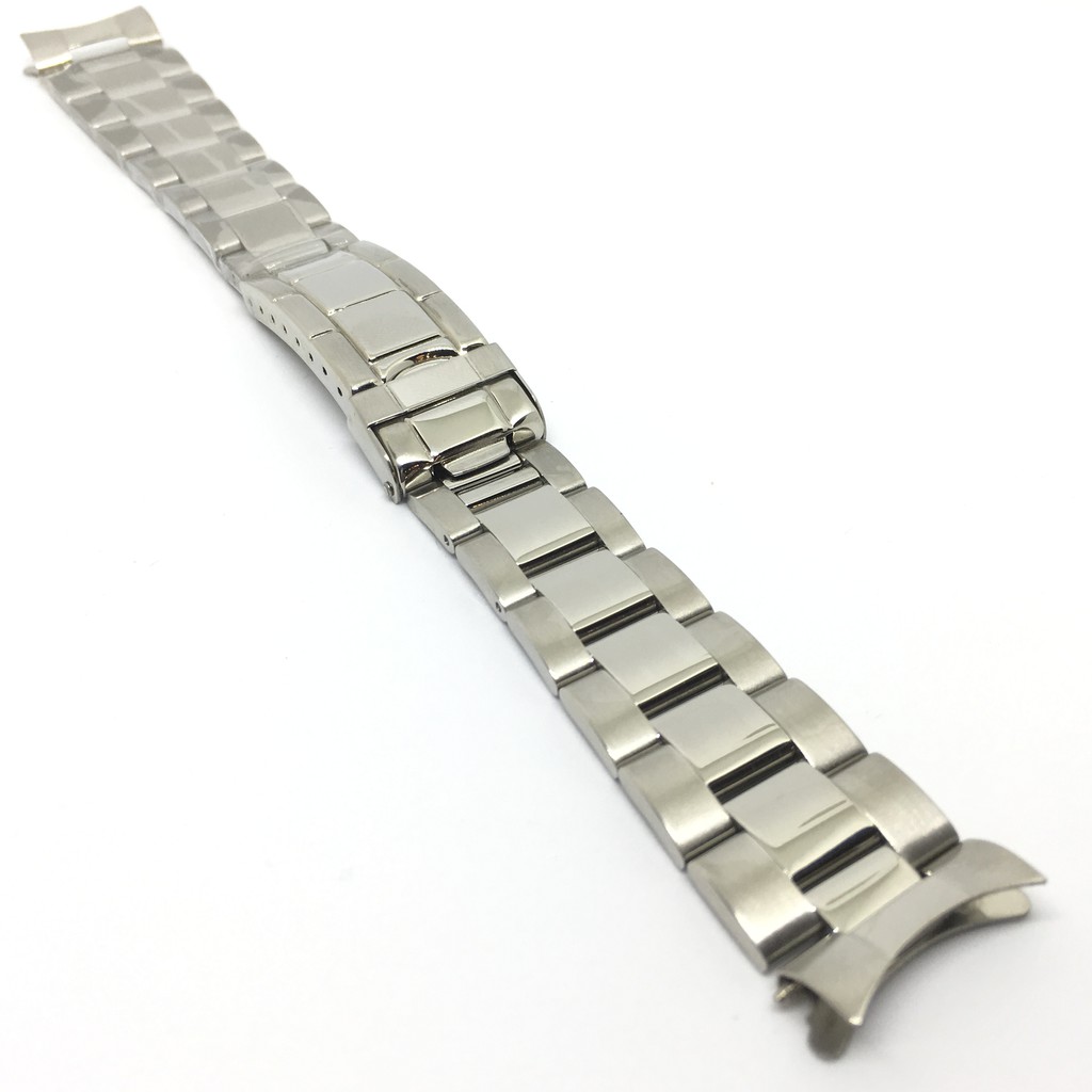 錶帶家 mm 代用勞力士不銹鋼安全扣錶帶水鬼 Gmt 三板亮銀絲面實心鋼帶 蝦皮購物