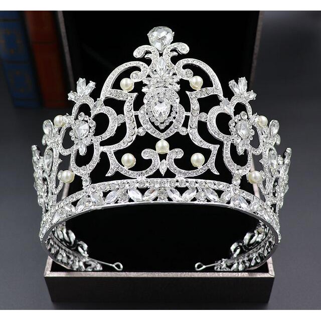 水鑽珍珠新娘皇冠誇張奢華氛圍巴洛克式宮殿皇冠 蝦皮購物