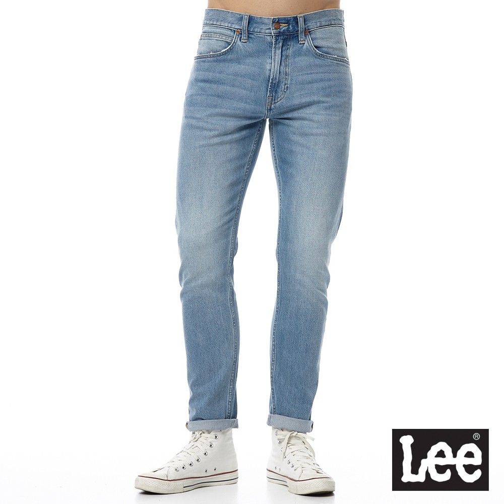 Lee 707 彈性中腰標準合身小直筒牛仔褲 男 中淺藍 Modern LL19022842D