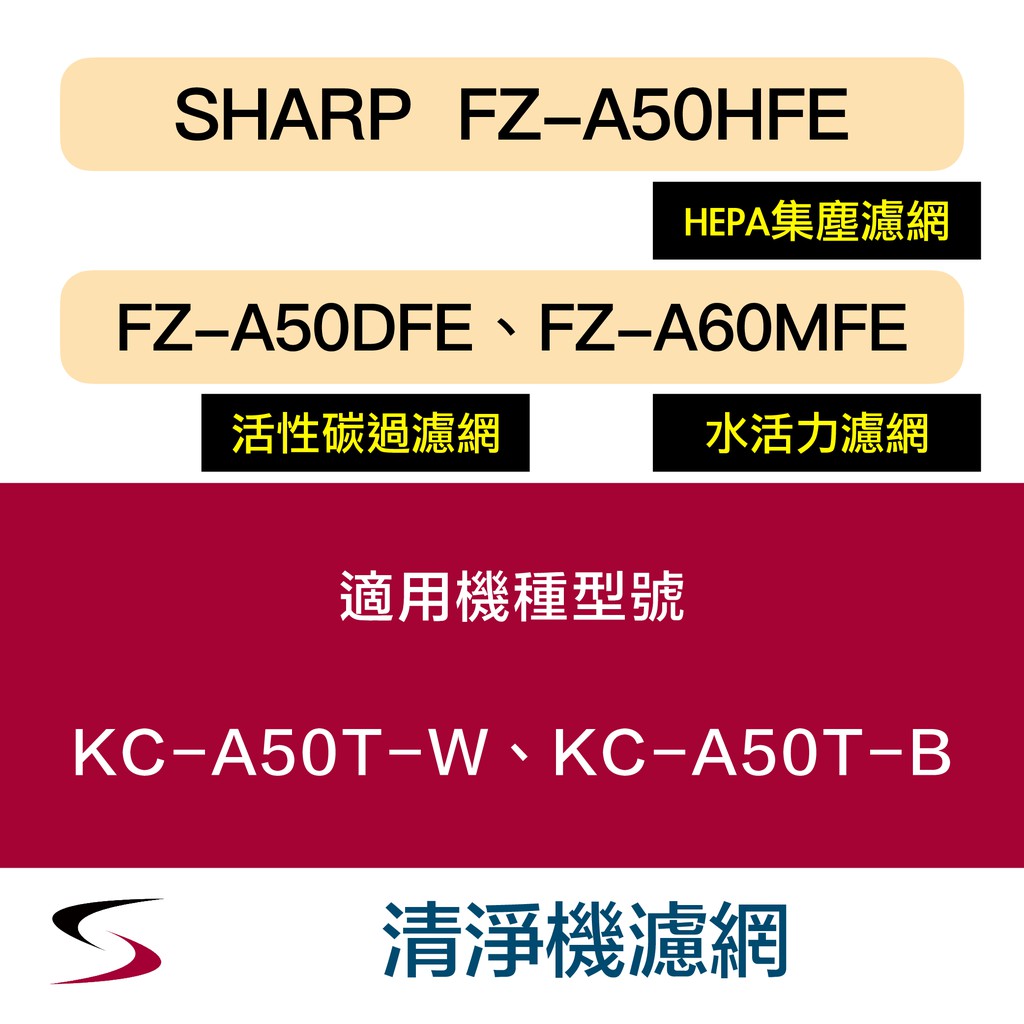 【原廠套組】夏普 FZ-A50HFE＋A50DFE＋A60MFE 清淨機濾網 KC-A50T-W/B（附發票）