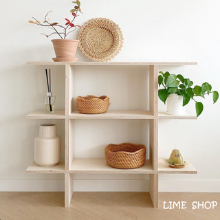 『LIME』韓國ins風實木落地置物架 多層可DIY組合櫃 置物櫃 展示櫃 井字櫃 層架 書架 花架 儲物架