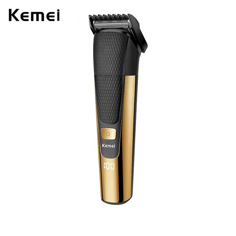 KEMEI 科美電動理髮器男士靜音 LED 顯示屏無繩 USB 充電式修剪器帶可拆卸刀片的理髮機