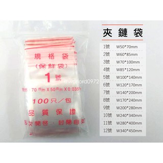 現貨 PE夾鏈袋 1號~6號 拉鍊袋 零件袋 餅乾袋 飾品袋 夾鍊袋 收藏袋 零錢袋