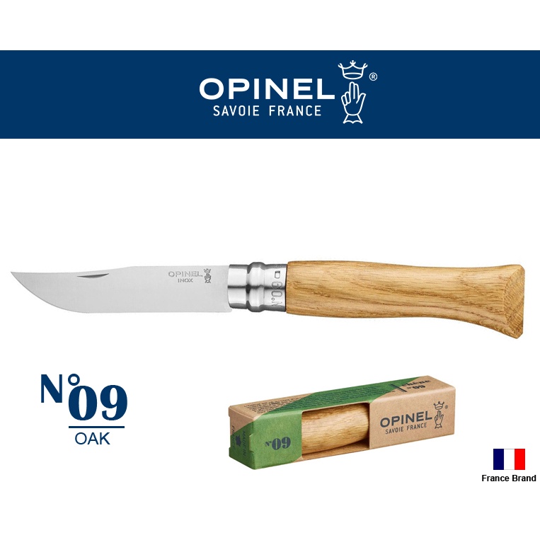 Opinel法國不銹鋼折刀No09橡木柄,法國製造【OPI002424】