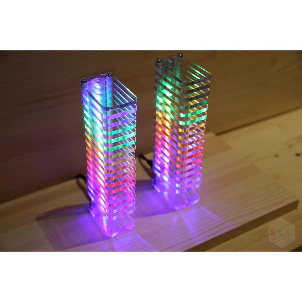 水晶音柱 光立方 LED 音樂 頻譜 耳機 音響 喇叭 arduino 電子製作 套件 VU塔