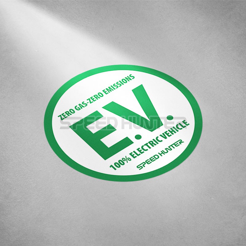 【現貨】純電動車EV環保貼紙 新能源汽車零排放反光貼 充電口防水裝飾貼
