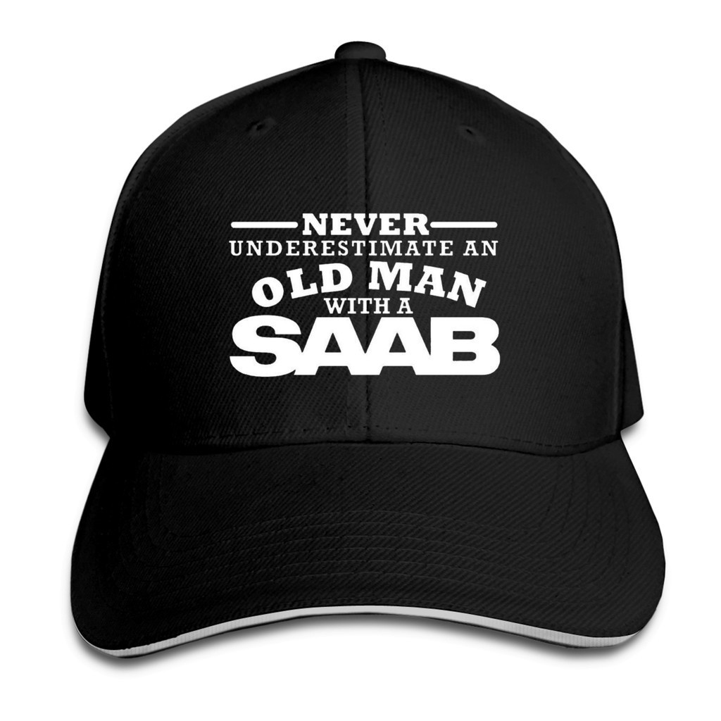 父親節禮物 棒球帽永遠不會低估一個老頭子, 帶 Saab 男士時尚原創性圖形帽子