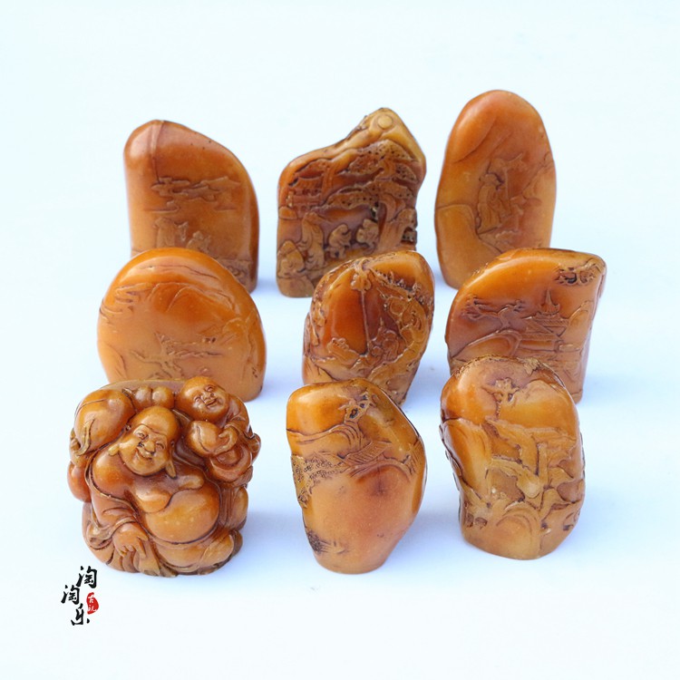中国 玉石芙蓉石彫刻 切り株に虫と茸 印材 置物 C R3207 | www
