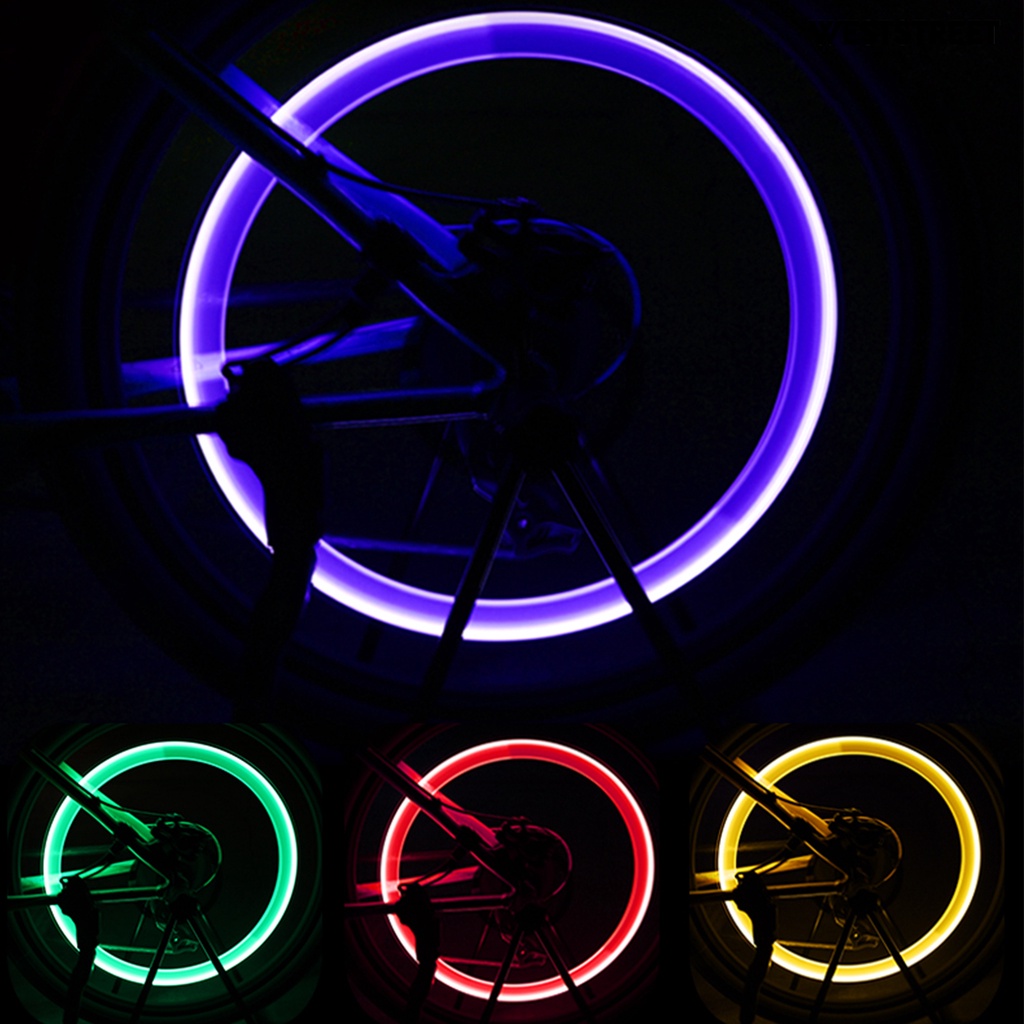滿額免運-2PC 腳踏車電動機車輪轂燈夜光太陽能氣門嘴燈輪胎燈汽車七彩風火輪車輪燈