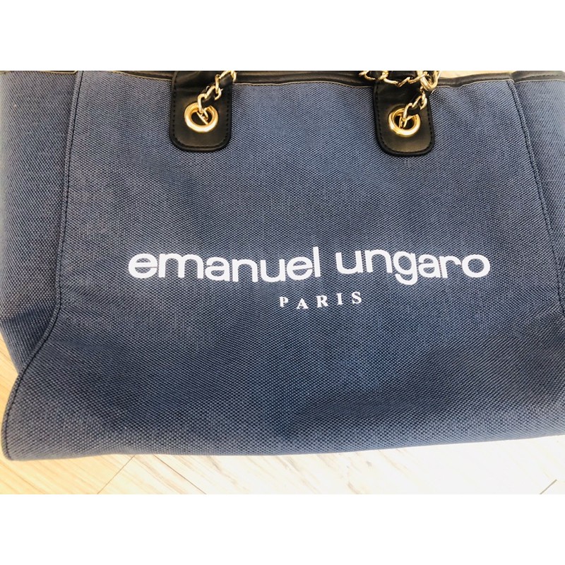 Emanuel ungaro 帆布托特金鍊沙灘包