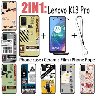 LENOVO 2 合 1 聯想 K13 Pro 手機殼帶鋼化玻璃陶瓷膜螢幕保護膜時尚系列