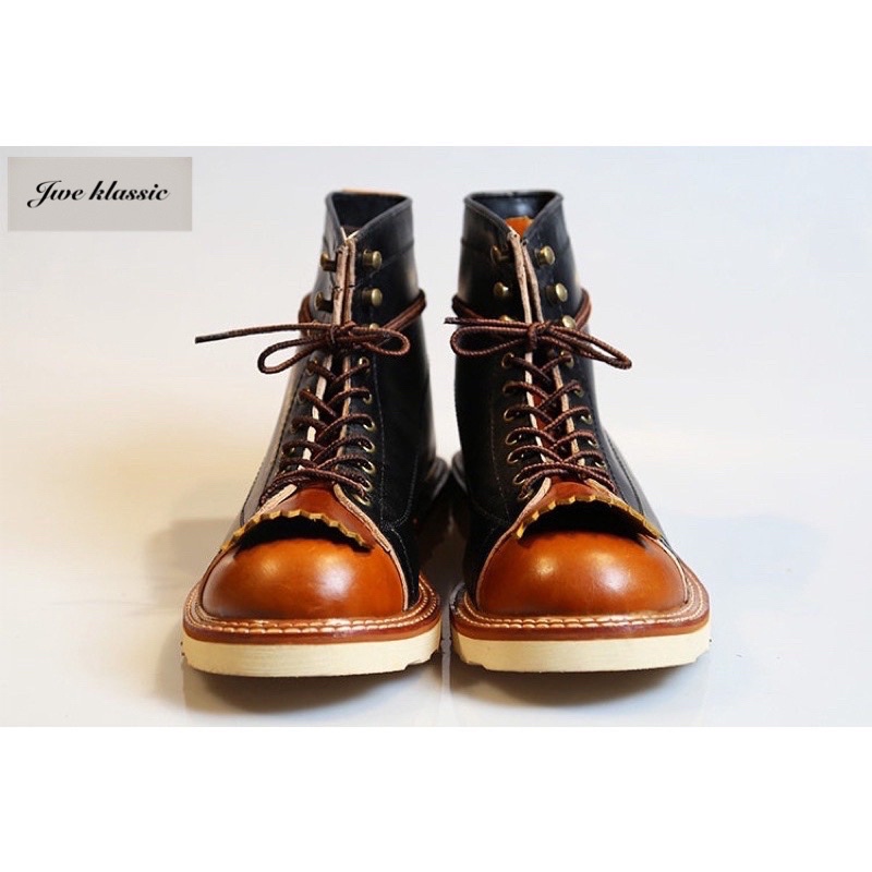 Jwe Klassic美式手工復古美式工裝靴 拼接馬丁靴
