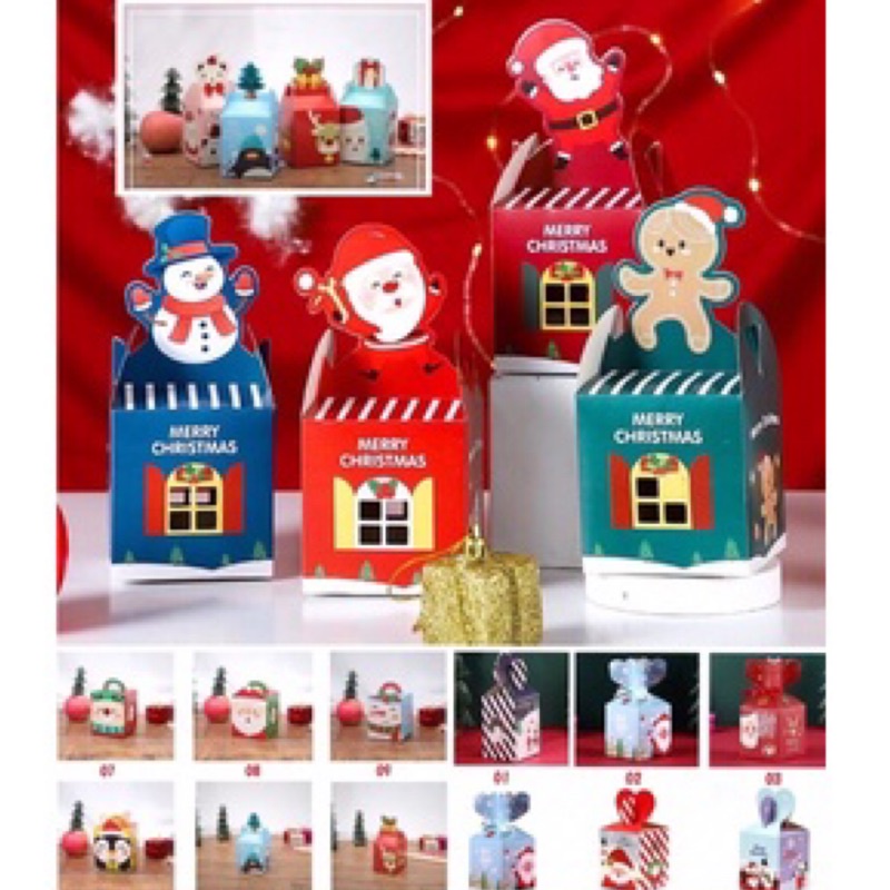 現貨 台灣出貨附發票 14款 聖誕節 糖果盒 包裝盒 禮物盒 交換禮物外盒 聖誕老人 裝飾 布置 空盒 紙盒 包裝