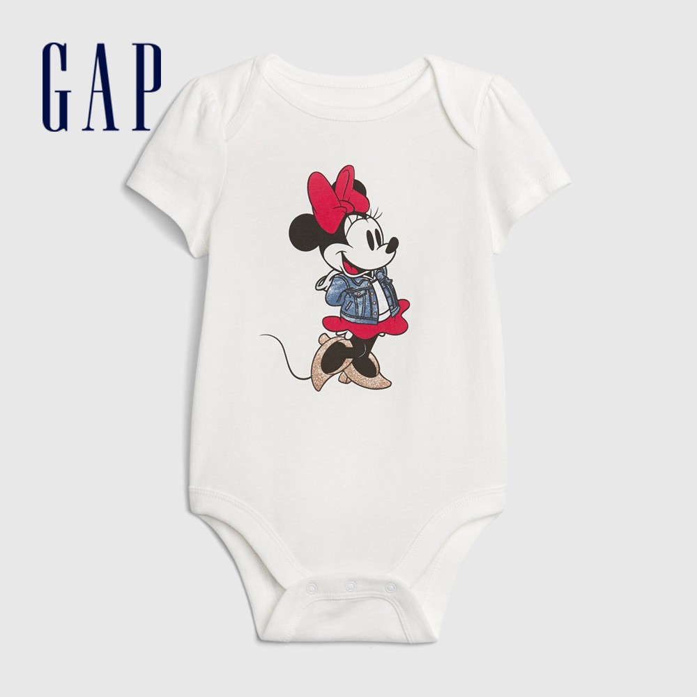 Gap 嬰兒裝 Gap x Disney迪士尼聯名 短袖包屁衣-白色(626281)