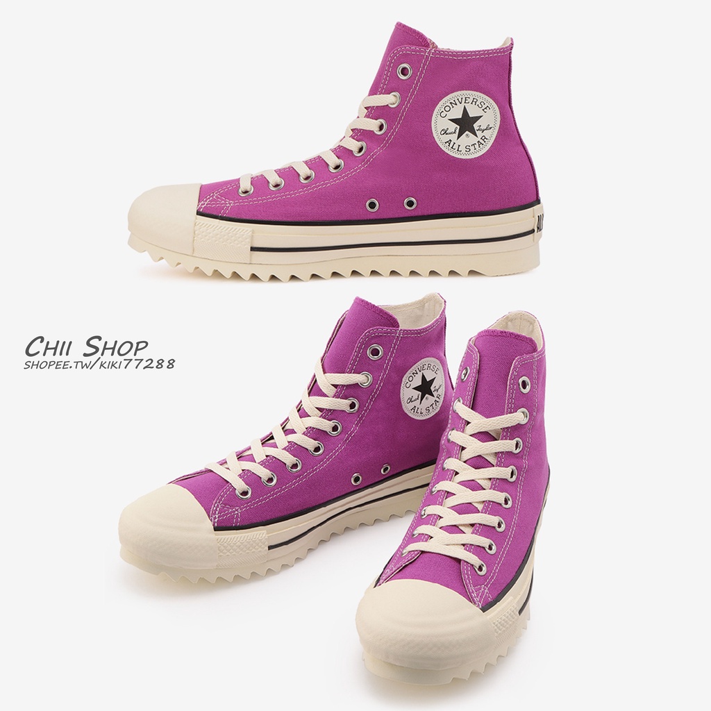 【CHII】日本限定 Converse ALL STAR BT SHARKSOLE HI 高筒 厚底小鋸齒 莓果粉