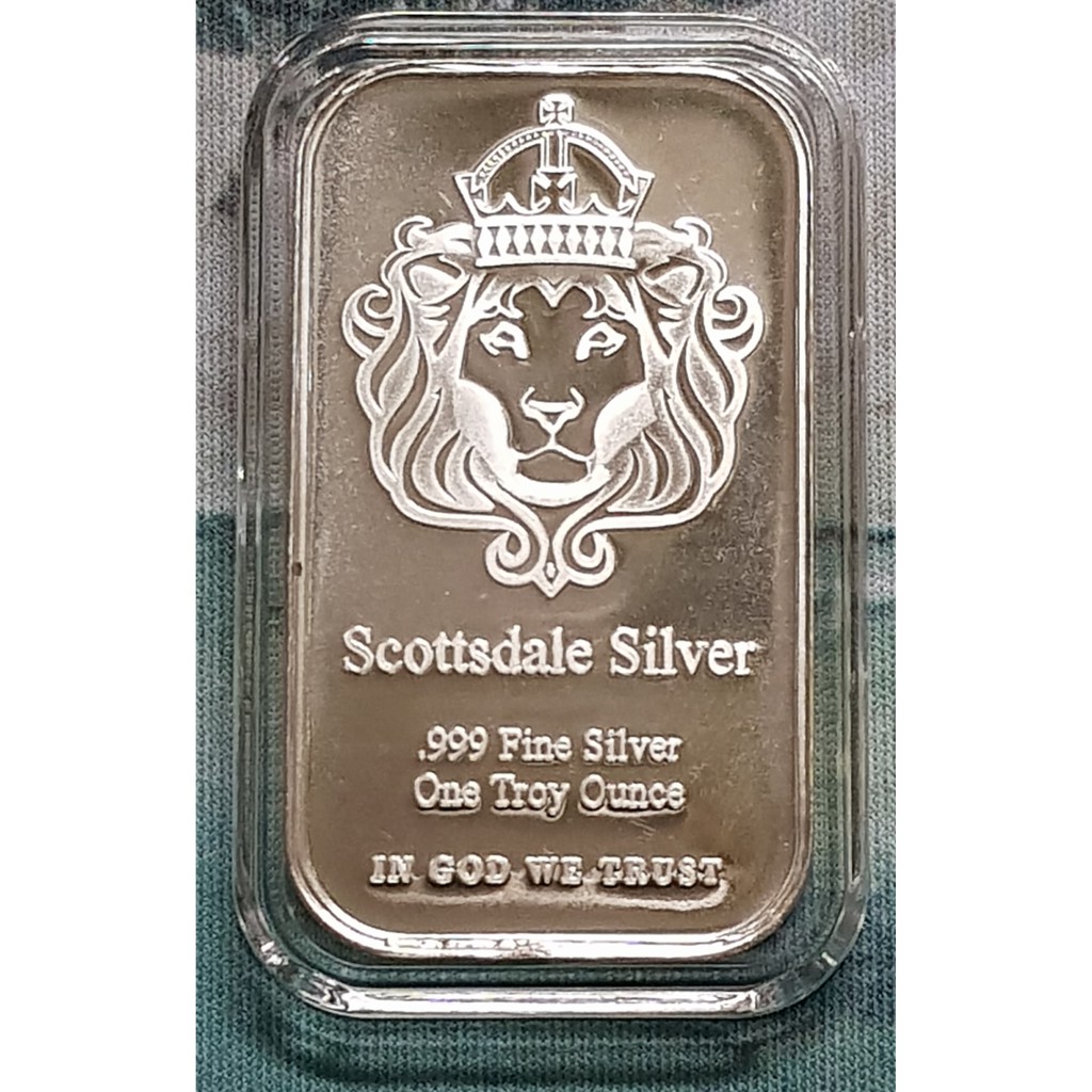 Scottsdale-獅王-1盎司銀條(送美國Air tites專用塑殼)-A001