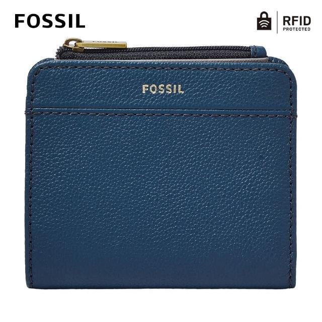 【FOSSIL】Jori 真皮零錢袋RFID防盜短夾-藍色 SWL2372497