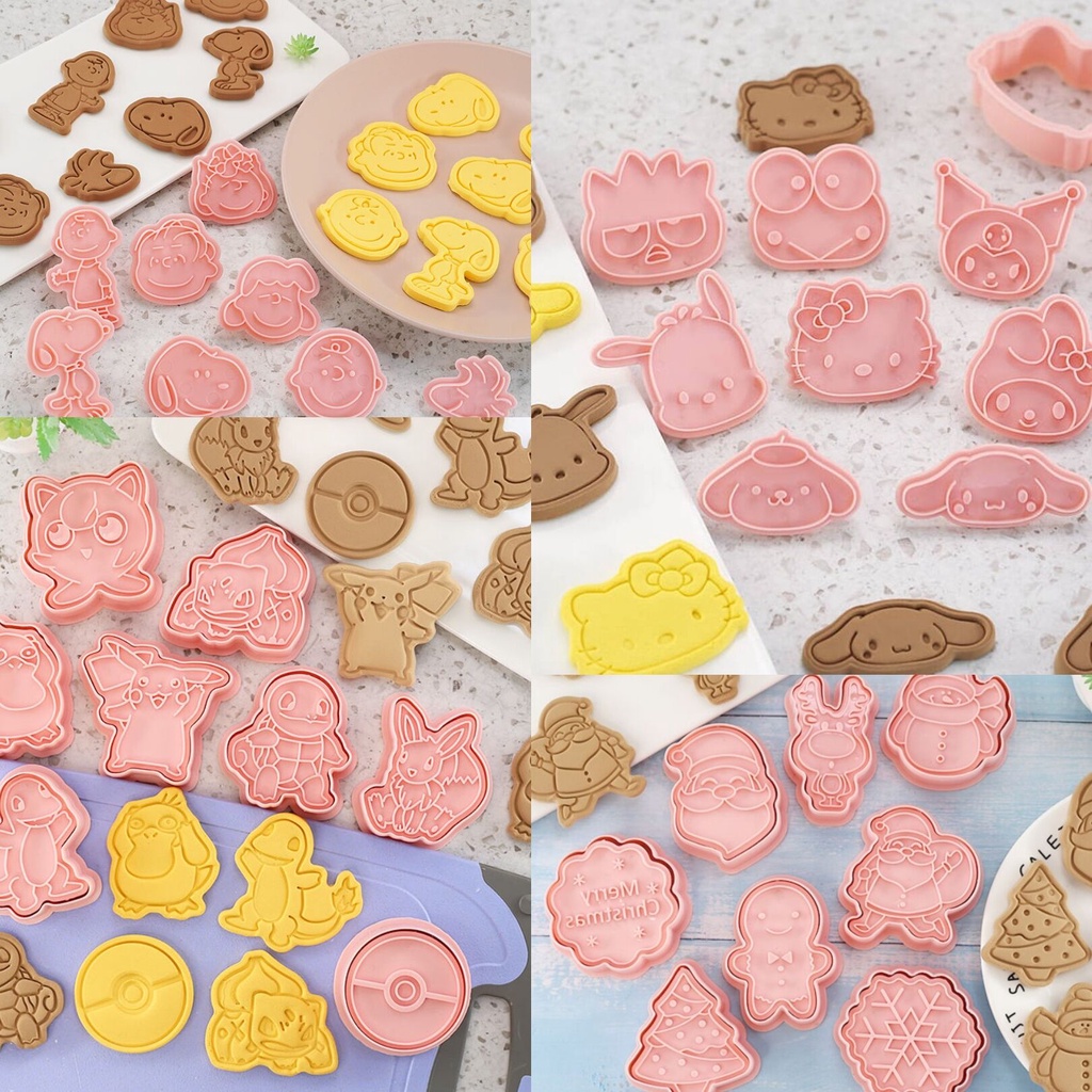 【霖記生活館】 新款8件套餅乾模具耶誕節史努比恐龍神奇寶貝奧特曼曲奇切模3D餅乾蛋糕饅頭烘焙模具