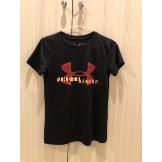 UA under armour 黑色紅色字母短袖T恤上衣 尺寸:S