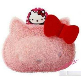 ~小珍妮精品~日本製 三麗鷗 HELLO KITTY 多用途海綿 澡包 洗手 沐浴 凱蒂貓頭 造型 附掛勾