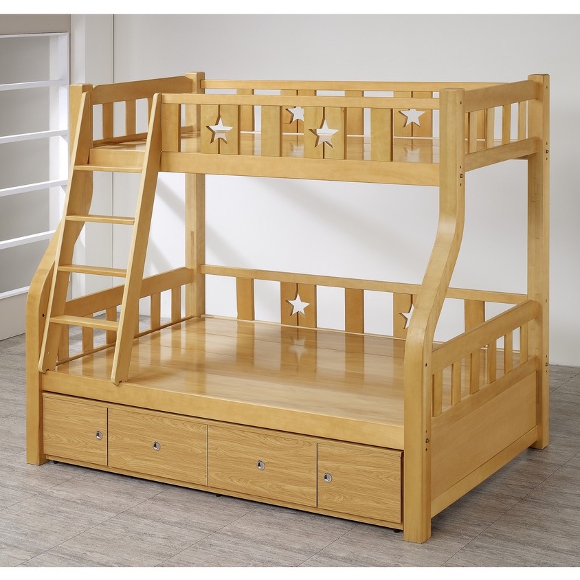 【全台家具】GS-21 樂寶 實木白楓木色 親子直梯雙層床 上下舖(全組) / 抽屜邊櫃 收納櫃 台灣製造