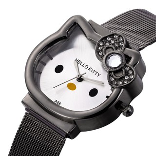韓版時尚潮流 卡通手錶女士石英手錶 可愛Hello Kitty腕錶 不鏽鋼腕錶 情人節禮物 KT貓女生手錶 聖誕禮物