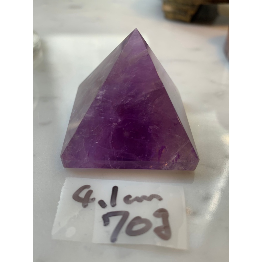 兆鑫生活館-紫水晶金字塔(約4.1公分,70g，) 冥想啟動能量開智慧助打坐擺