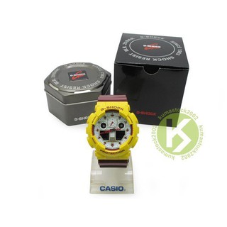 超大 55mm 錶徑 全新配色 CASIO G-SHOCK GA-100CS-9DR 黃深紅白 NBA 球隊 騎士隊