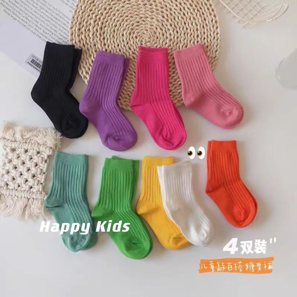 【現貨】兒童襪子春夏薄款純棉ins韓國糖果色中筒襪中兒童寶寶襪女童潮襪