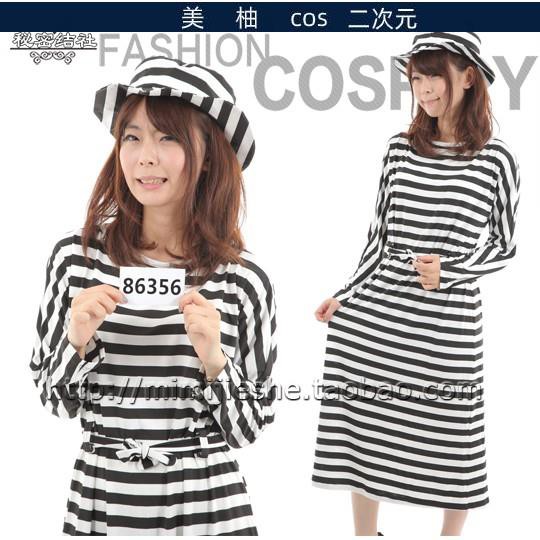 高端日本進口服裝 萬圣節囚人服表演服cos服女款 蝦皮購物